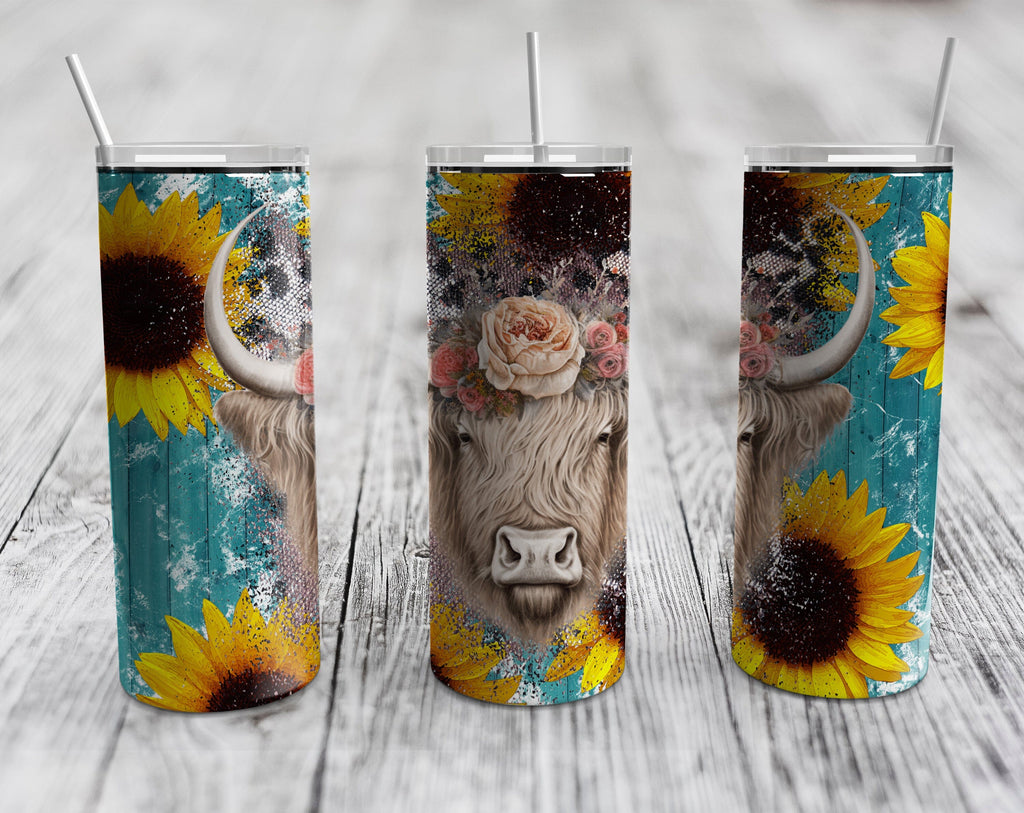 Highland Cow Tumbler Sublimation Designs Bundle, 20 Oz Skinny Tumbler ...