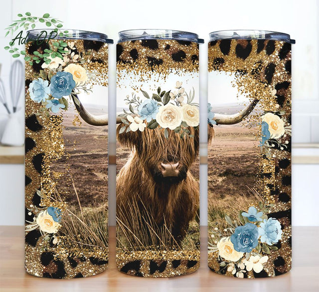 Highland Cow Tumbler Wrap 20oz Tumbler Sublimation Design PNG for Straight Tumbler PNG File Digital Download Sublimation AdriOP 