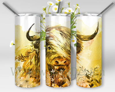 Highland Cow Tumbler Wrap PNG, 20 oz Skinny Tumbler Sublimation Design, Highland Cow Tumbler Wrap, Highland Cow Tumbler Png Sublimation WillowSageDesign 