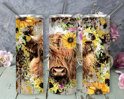 Highland Cow Tumbler Wrap PNG Design Cowgirl Bull Western Country Sublimation Designs Downloads Sublimation DesignSVG 