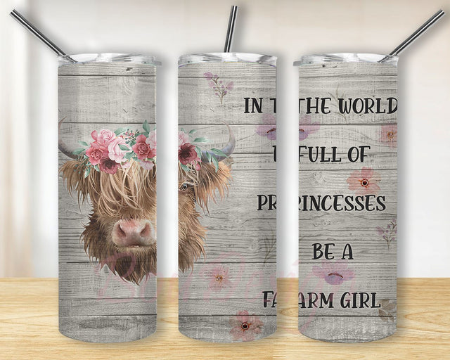 Highland Cow Tumbler Wrap PNG Design Cowgirl Bull Western Seamless Country Sublimation Designs Downloads Sublimation BouDesign 