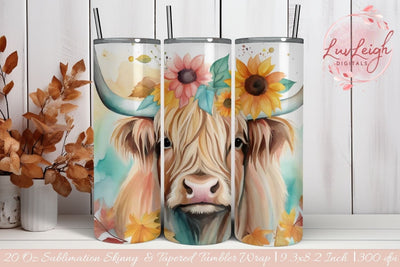 Highland Cow tumbler wrap Sublimation Luvleigh Digitals 