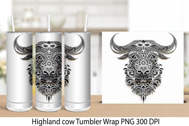 Highland Cow Tumbler Wrap. Tumbler Wrap 20 oz Sublimation. Sublimation Samaha Design 
