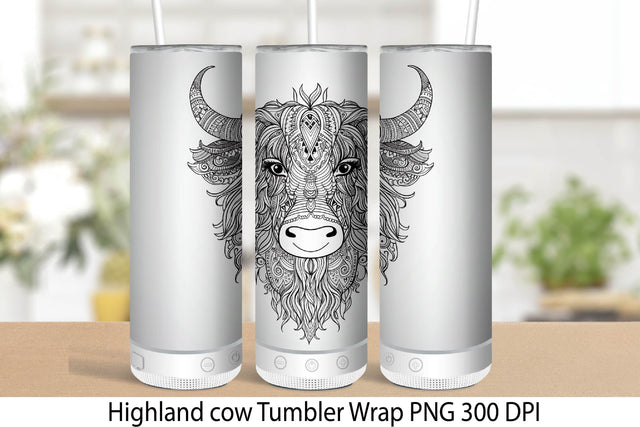Highland Cow Tumbler Wrap. Tumbler Wrap 20 oz Sublimation. Sublimation Samaha Design 