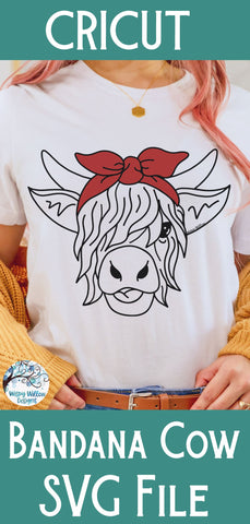 Highland Cow with Bandana SVG SVG Wispy Willow Designs 