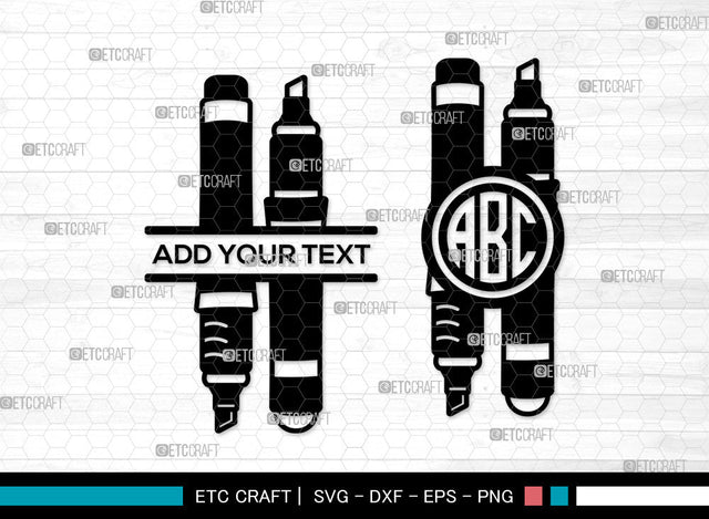 Highlighter Monogram SVG, Split Monogram SVG, Highlighter Pen Svg, Markers Svg, Marker Icon Svg, Marker Pen Svg, Highlighter SVG ETC Craft 