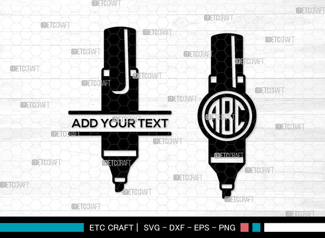 Highlighter Monogram SVG, Split Monogram SVG, Highlighter Pen Svg, Markers Svg, Marker Icon Svg, Marker Pen Svg, Highlighter SVG ETC Craft 