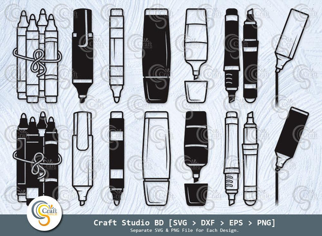 Highlighter Silhouette, Highlighter SVG, Highlighter Pen Svg, Markers Svg, Marker Icon Svg, Marker Pen Svg, Highlighter Bundle SVG ETC Craft 