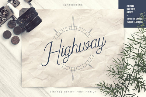 Highway - Vintage font family+Extras Font VPcreativeshop 