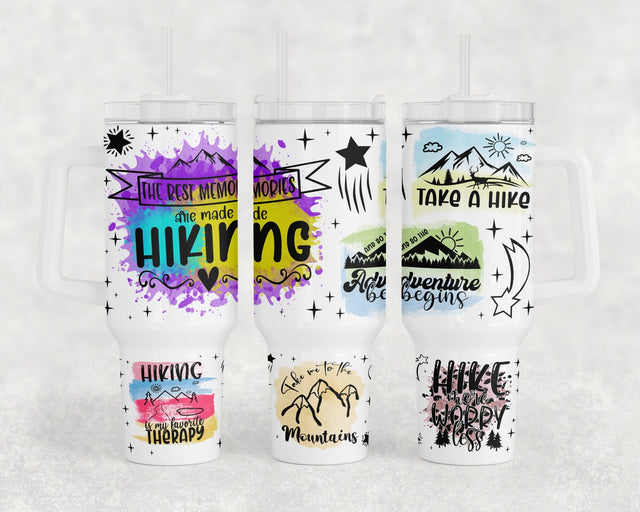 Hiking 40oz Tumbler Wrap, Adventure 40oz Quencher Tumbler Sublimation Design, Take A Hike Tumbler PNG File Sublimation HappyDesignStudio 