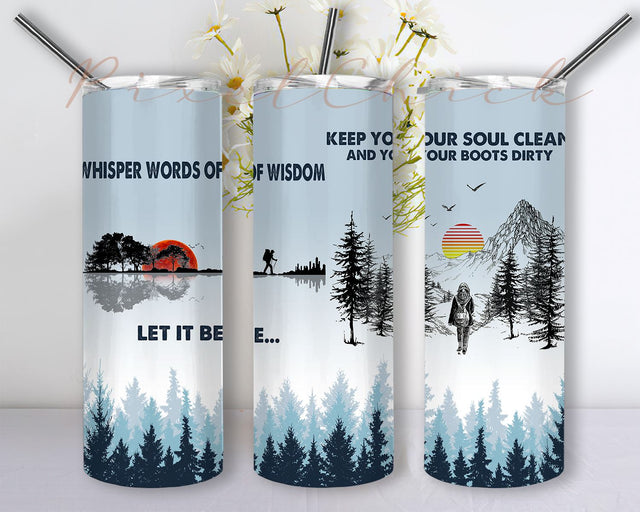 Hiking Hippie Let It Be Sublimation Designs Downloads, Skinny Tumbler 20oz Design Download PNG Sublimation PixelChick 