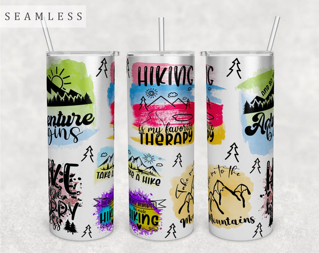 Hiking Quotes Tumbler Wrap, 20 Oz Skinny Tumbler Hiking Sayings Sublimation Design, Seamless Hiking Tumbler PNG Sublimation HappyDesignStudio 