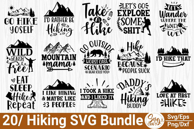 Hiking SVG Bundle, Hiking PNG, Hiking Clip Art, Hiking Shirt Svg, Cut File Cricut, Nature SVG, Hiking Quotes Svg, Camping svg Bundle, Crafts SVG Svgcraft 