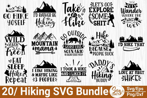 Hiking SVG Bundle, Hiking PNG, Hiking Clip Art, Hiking Shirt Svg, Cut File Cricut, Nature SVG, Hiking Quotes Svg, Camping svg Bundle, Crafts SVG Svgcraft 