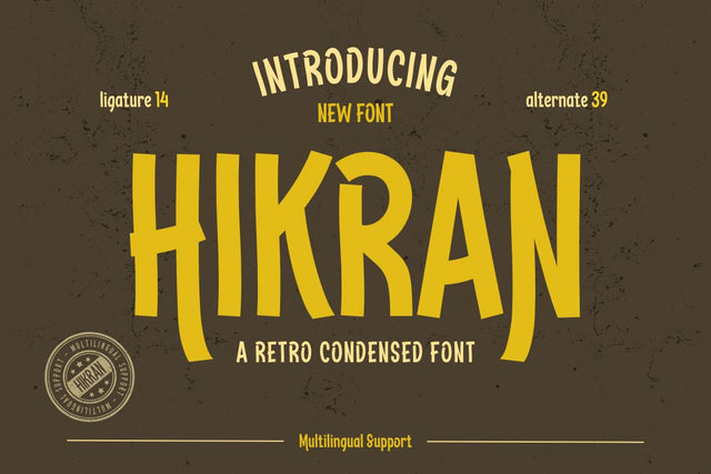 Hikran | Retro Condensed Font Font twinletter 