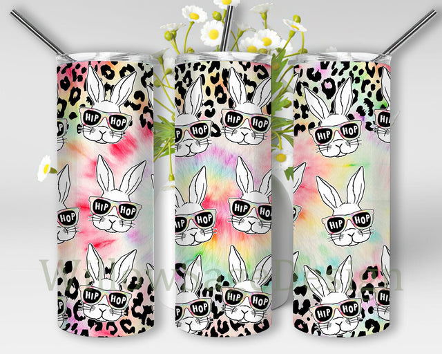 Hip Hop Bunny 20oz Skinny Tumbler, Easter Bunny Tumbler Design, Easter Day Tumbler Png, Leopard Tie Dye Tumbler Wrap, Easter Sublimation Designs, Digital Download Sublimation WillowSageDesign 