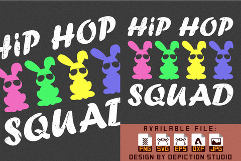 Hip Hop Squad, Rabbit's Squad T-Shirt, Easter Day Rabbit's Shirt Print Template Sketch DESIGN Depiction Studio 