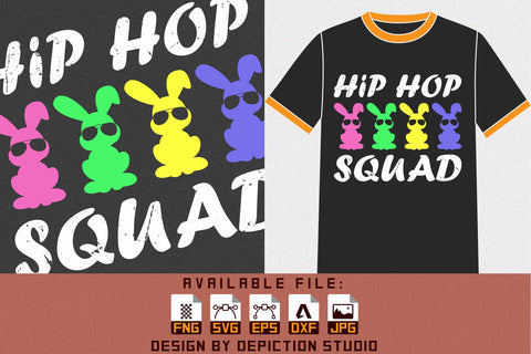 Hip Hop Squad, Rabbit's Squad T-Shirt, Easter Day Rabbit's Shirt Print Template Sketch DESIGN Depiction Studio 