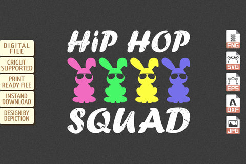 Hip Hop Squad, Rabbit's Squad T-Shirt, Easter Day Rabbit's Shirt Print Template Sketch DESIGN Depiction Studio 
