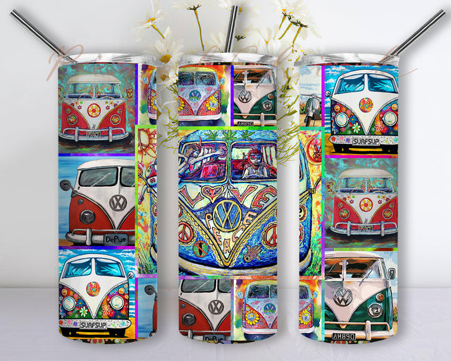 Hippie Bus 20oz Skinny Tumbler Sublimation Designs Boho Hippie Bus Tumbler for Straight Tumbler PNG File Digital Download Sublimation PixelChick 