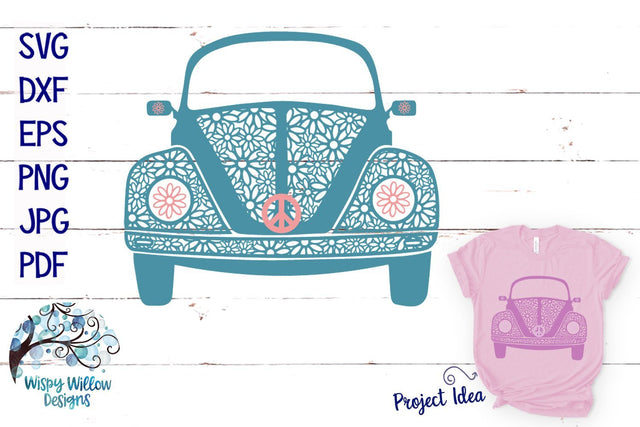 Hippie Car Mandala Zentangle SVG SVG Wispy Willow Designs 