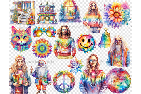Hippie Christmas Clipart | Boho Bundle PNG SVG GlamArtZhanna 
