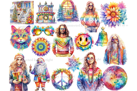 Hippie Christmas Clipart | Boho Bundle PNG SVG GlamArtZhanna 