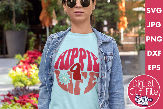 Hippie For Life Svg | Retro Hippie Shirt Design SVG Crafty Mama Studios 