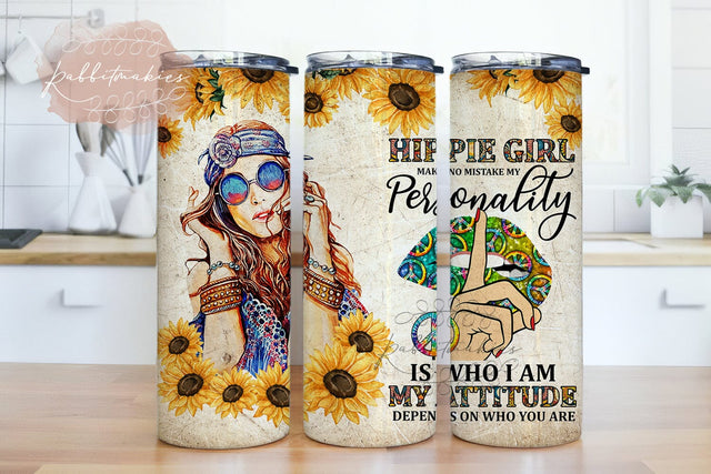 Hippie Girl Tumbler Wrap, Hippie Girl Tumbler Sublimation, Digital Download, Sunflower Tumbler, Hippie Girl Decal, Tumbler PNG, Girl Tumbler Sublimation Rabbitmakies 