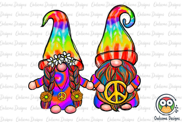 Hippie Gnomes Couple Sublimation Sublimation Owlsome.Designs 