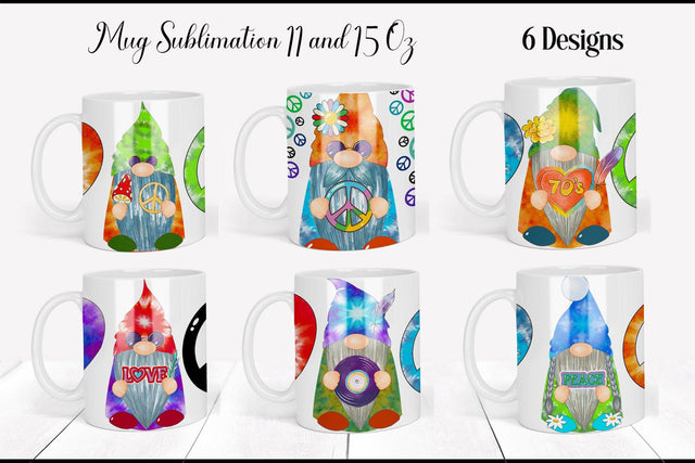 Hippie Gnomes Mug Wrap | Sublimation Mug Bundle Sublimation WatercolorColorDream 