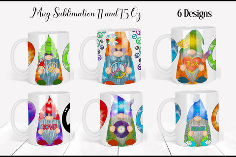 Hippie Gnomes Mug Wrap | Sublimation Mug Bundle Sublimation WatercolorColorDream 