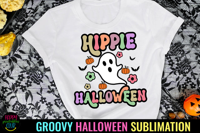 Hippie Halloween I Groovy Halloween Sublimation I Retro PNG Sublimation Happy Printables Club 