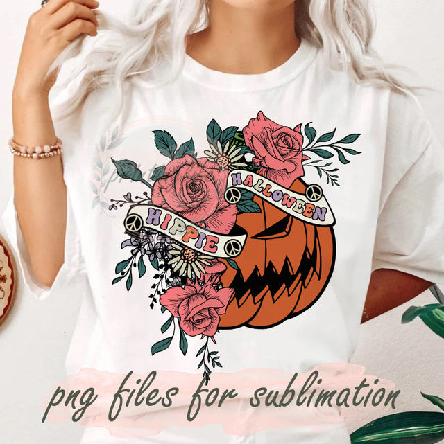 Hippie Halloween Png Files For Sublimation, Halloween Sublimation Design, Retro Halloween Png, Fall Png, Spooky Png, Ghost Png, Pumpkin Png Sublimation PrintingLife 