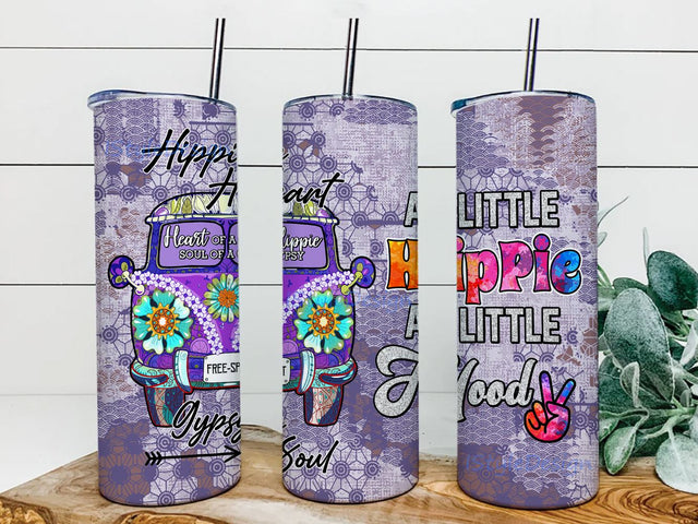 Hippie Hippie Gypsy Soul 20 oz Skinny Tumbler Straight and Warped Design Digital Download PNG Sublimation iStyleDesign 
