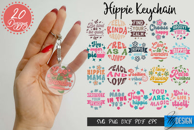 Hippie Keychain SVG Bundle | Retro SVG | SVG Design SVG Fly Design 