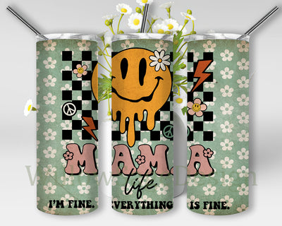 Hippie Mama Life Tumbler Template, Smile Face Tumbler Png, Retro Mama 20oz Skinny Tumbler, Retro Flower Tumbler Design, Mama Sublimation Design, Instant Download Sublimation WillowSageDesign 