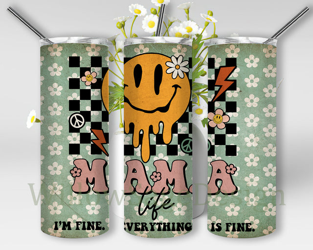 Hippie Mama Life Tumbler Template, Smile Face Tumbler Png, Retro Mama 20oz Skinny Tumbler, Retro Flower Tumbler Design, Mama Sublimation Design, Instant Download Sublimation WillowSageDesign 