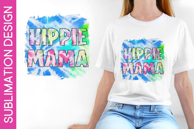 Hippie Mama Tie Dye Sublimation PNG Design Sublimation Digital Clipart Deals 