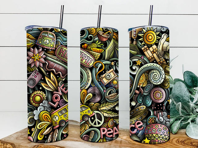 Hippie Pattern Hippie Bohemian PNG, Hippie Bohemian 20oz Skinny Design Sublimation Sublimation iStyleDesign 
