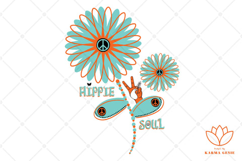 Hippie Soul - Peace Flower Svg Png - Graphic Design Sublimation SVG Karma Genie Graphics 