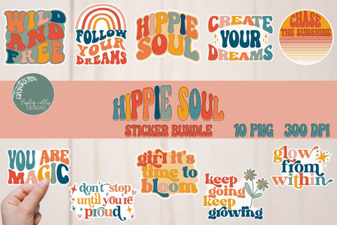 Hippie Soul Sticker Bundle-Retro Stickers PNG-Sticker PNG Sublimation Linden Valley Designs 