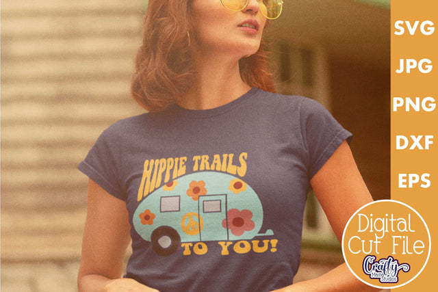 Hippie Trails To You | Retro Hippie Shirt Design SVG Crafty Mama Studios 