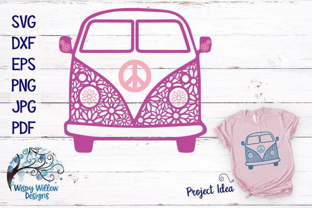 Hippie Van Mandala Zentangle SVG SVG Wispy Willow Designs 