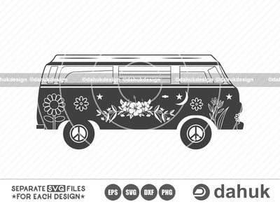 Hippie Van svg, Hippie soul svg, Camper van svg, Hippie girl svg, Hippie bus svg, Cut file, for silhouette, svg, eps, dxf, png, clipart cricut design space, vinyl cut files SVG dahukdesign 