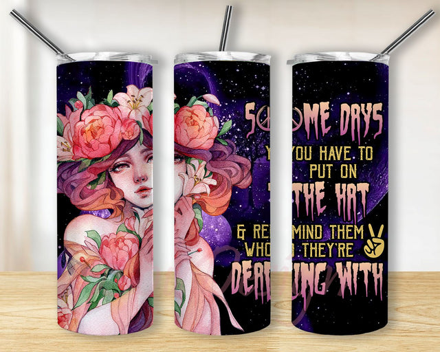 Hippie Witch Sublimation Design, Witch Tumbler Wrap, 20 oz Straight Tumbler PNG Sublimation BouDesign 