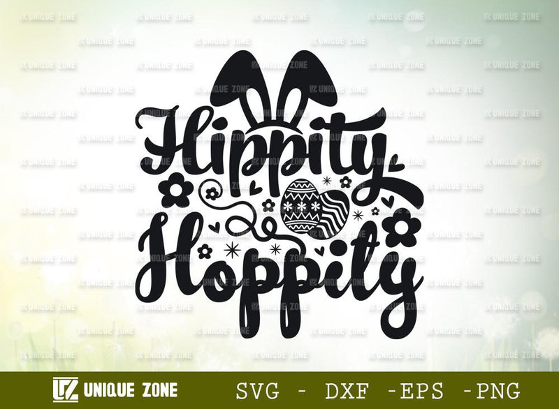 Hippity Hoppity | Happy Easter | Easter Bunny | Bunny Ears | Heart Shape | T-shirt Design SVG Unique Zone 