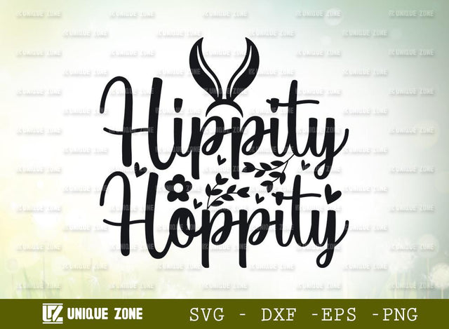 Hippity Hoppity | Happy Easter | Easter Bunny | Bunny Ears | Heart Shape | T-shirt Design SVG Unique Zone 