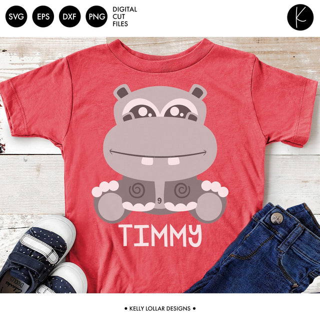 Hippo Character SVG Kelly Lollar Designs 
