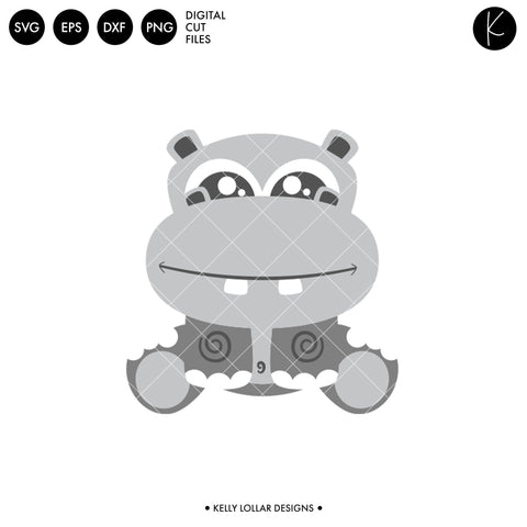 Hippo Character SVG Kelly Lollar Designs 